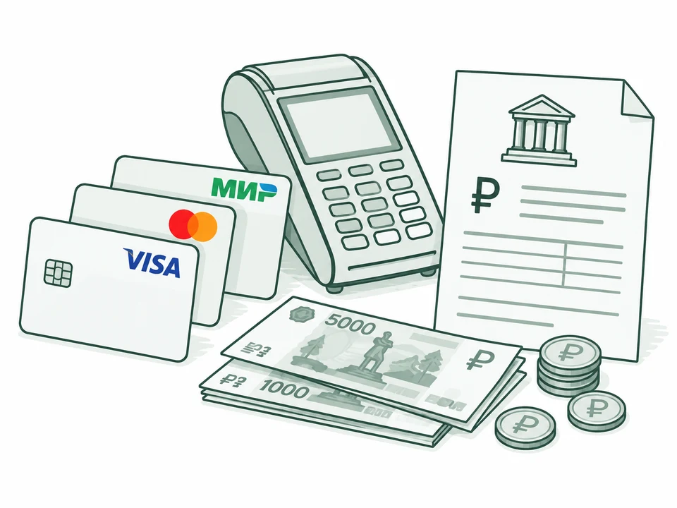 Карты Visa, Mastercard и Мир, наличные и счёт для безналичной оплаты